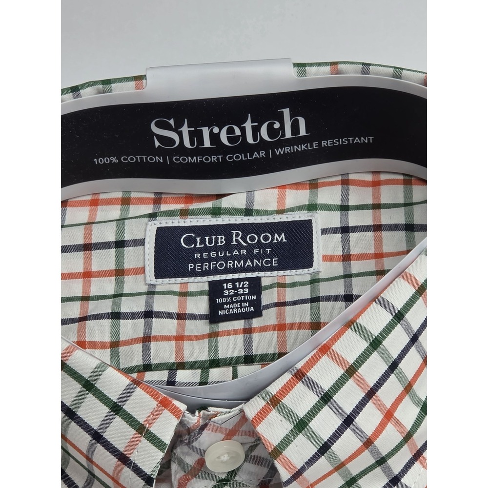 Club Room Men's Regular-Fit Plaid Button Down Shirt SZ: 16/16.5 32/33 LG NWT - Picture 5 of 5